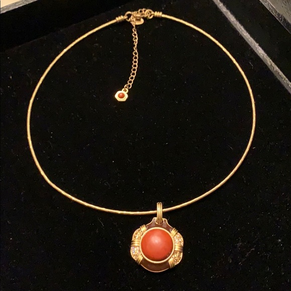 Bangle/Choker necklace with red accent stone - Picture 3 of 4